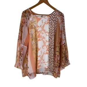 Moa Moa Women's Top Multicolor Sz 2X Floral Fairy Romantic Flowy Boho